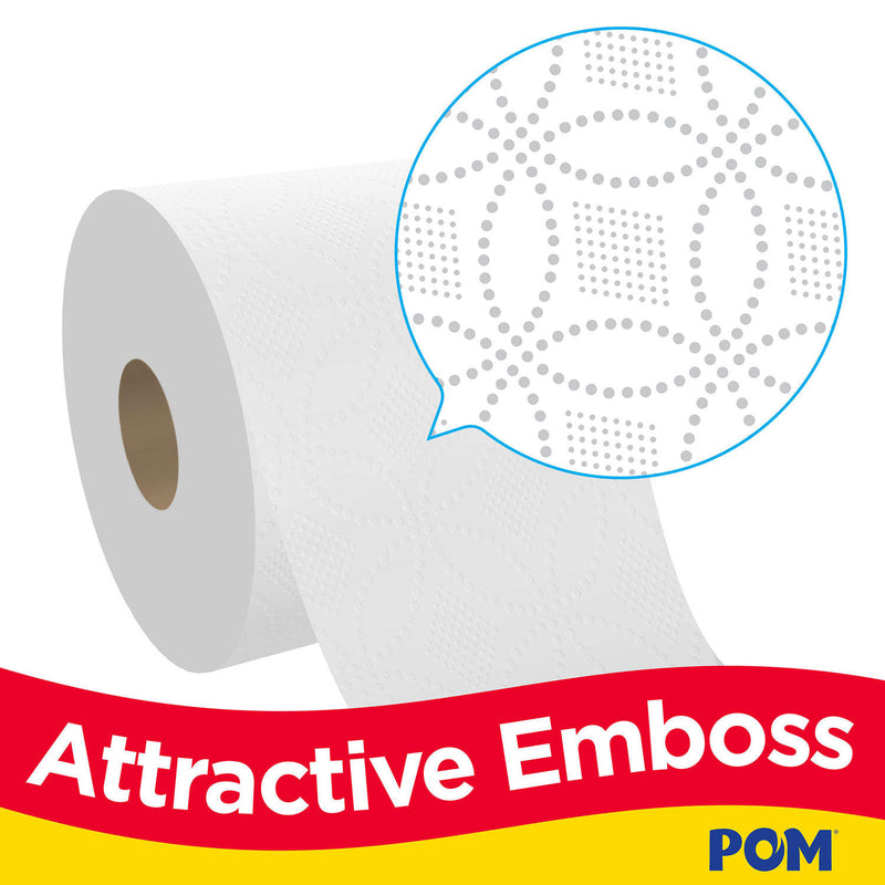 POM™ Embossed 2-Ply Toilet Paper, White, 45 Rolls, 473 Sheets/Roll