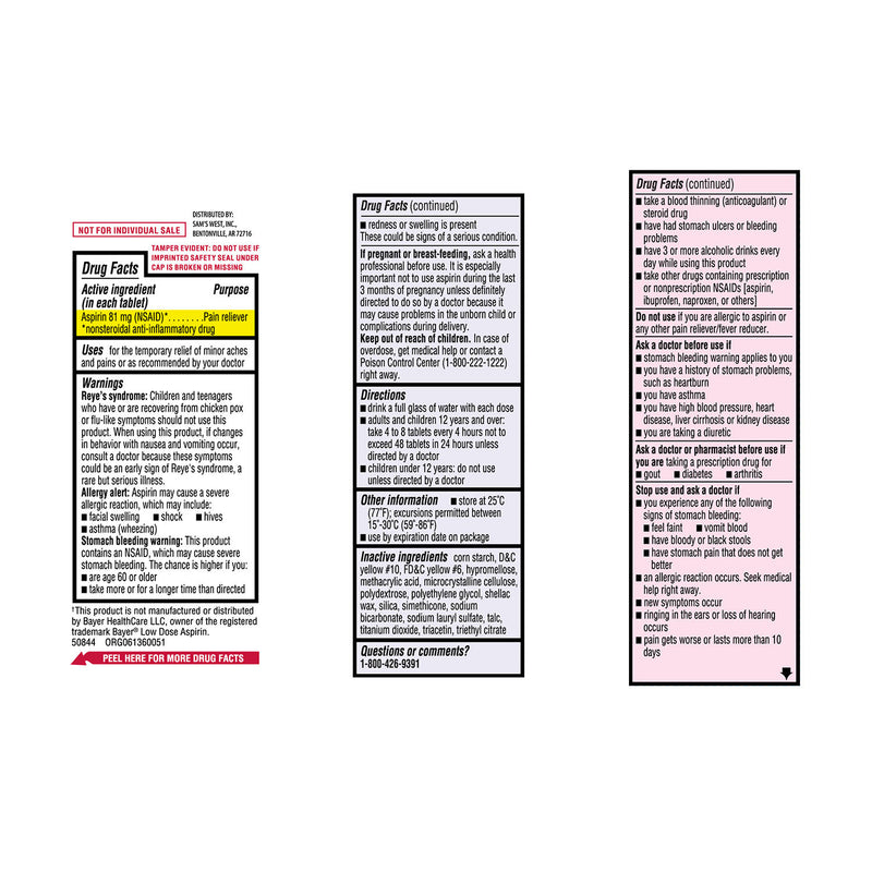 Member's Mark 81mg Low Strength Aspirin (730 ct.)