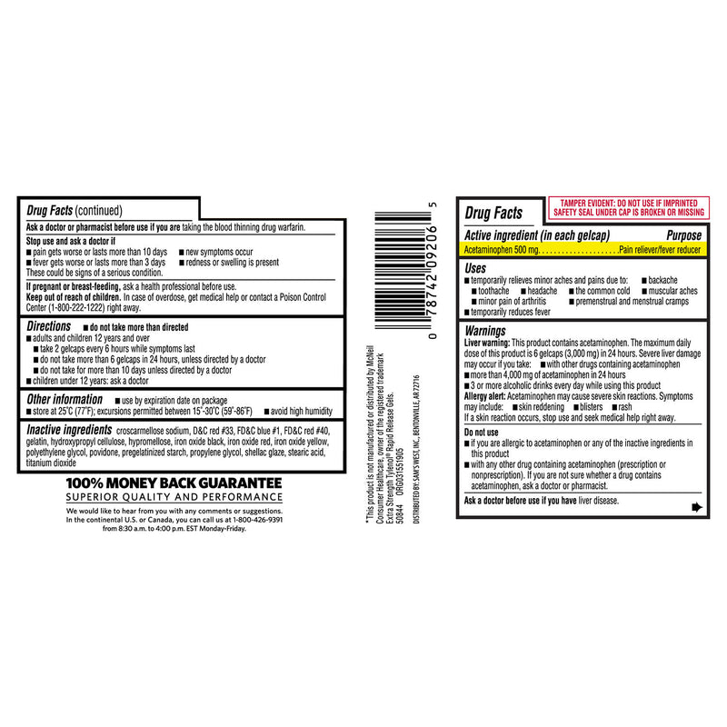 Member's Mark 500mg Extra Strength Acetaminophen (400 ct.)