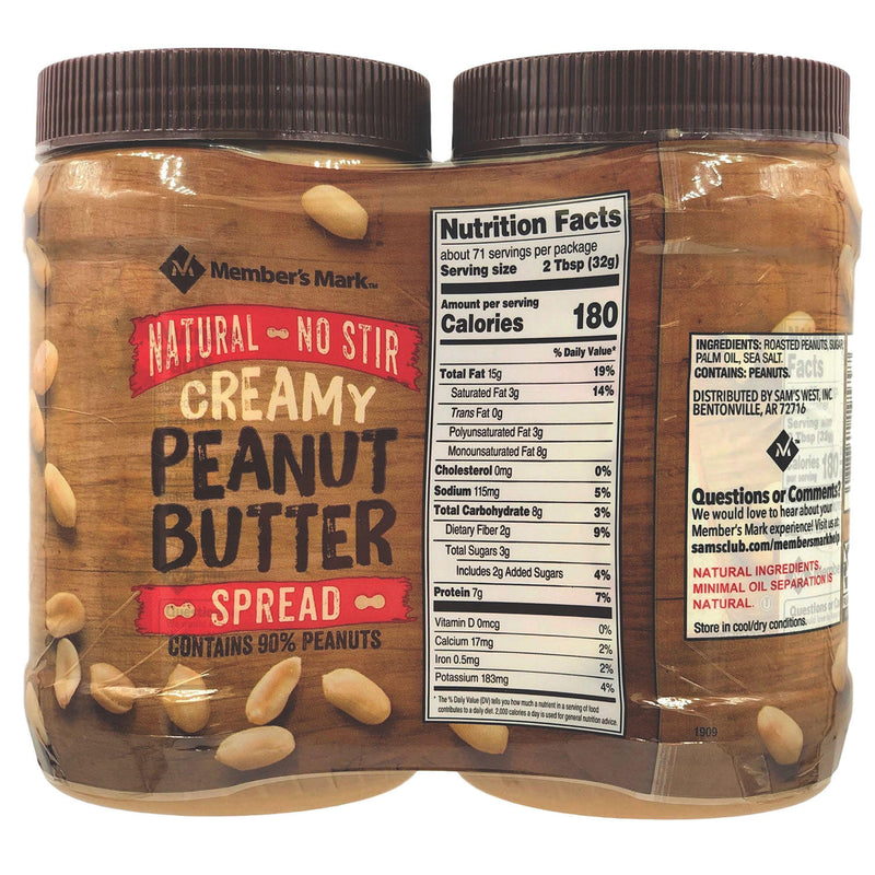 Natural No Stir Creamy Peanut Butter Spread (40 oz., 2 ct.)