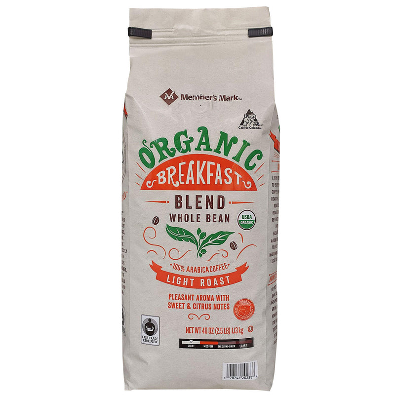 Member's Mark Organic Breakfast Blend Whole Bean Coffee (40 oz.)