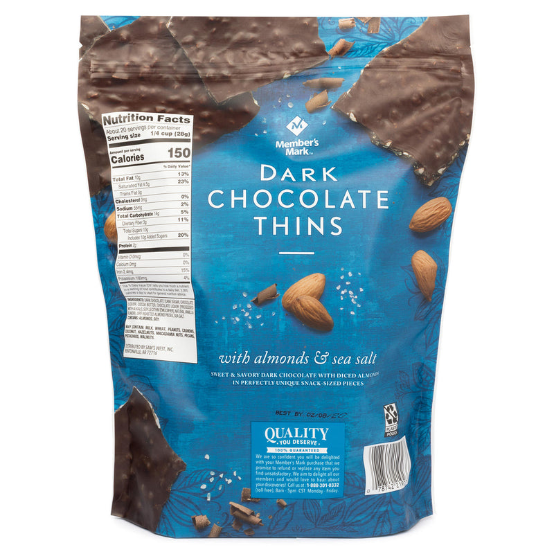 Member's Mark Dark Chocolate Thins With Almonds & Sea Salt (20oz)