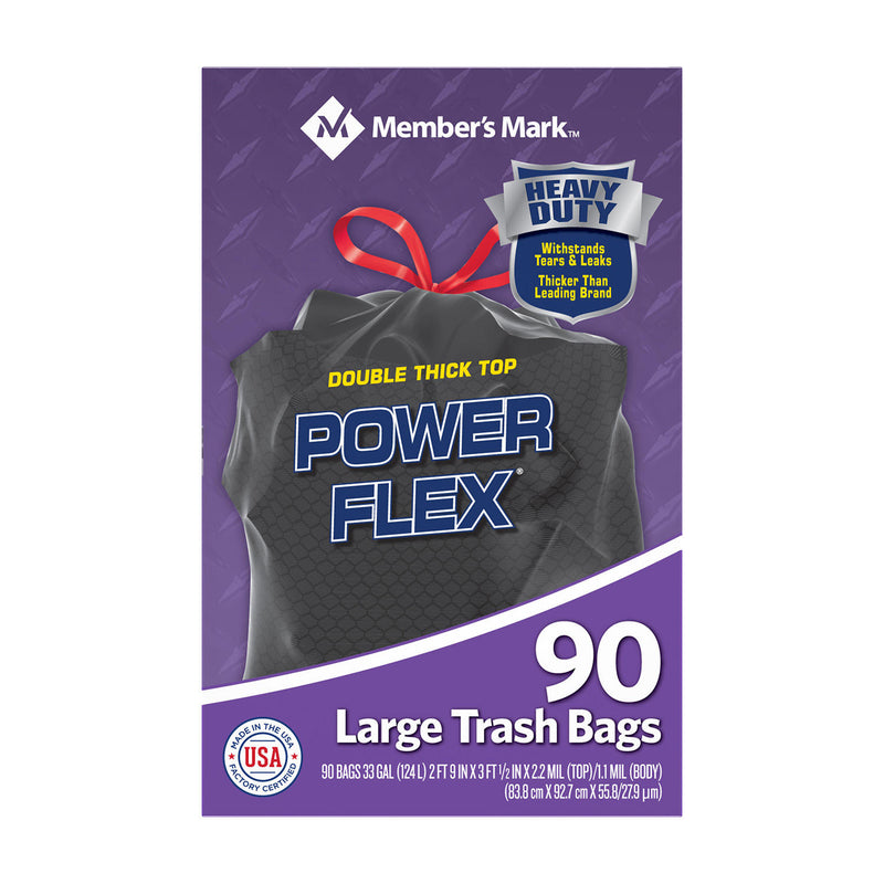 Member's Mark 33-Gallon Power-Guard Drawstring Trash Bags (90 ct.)