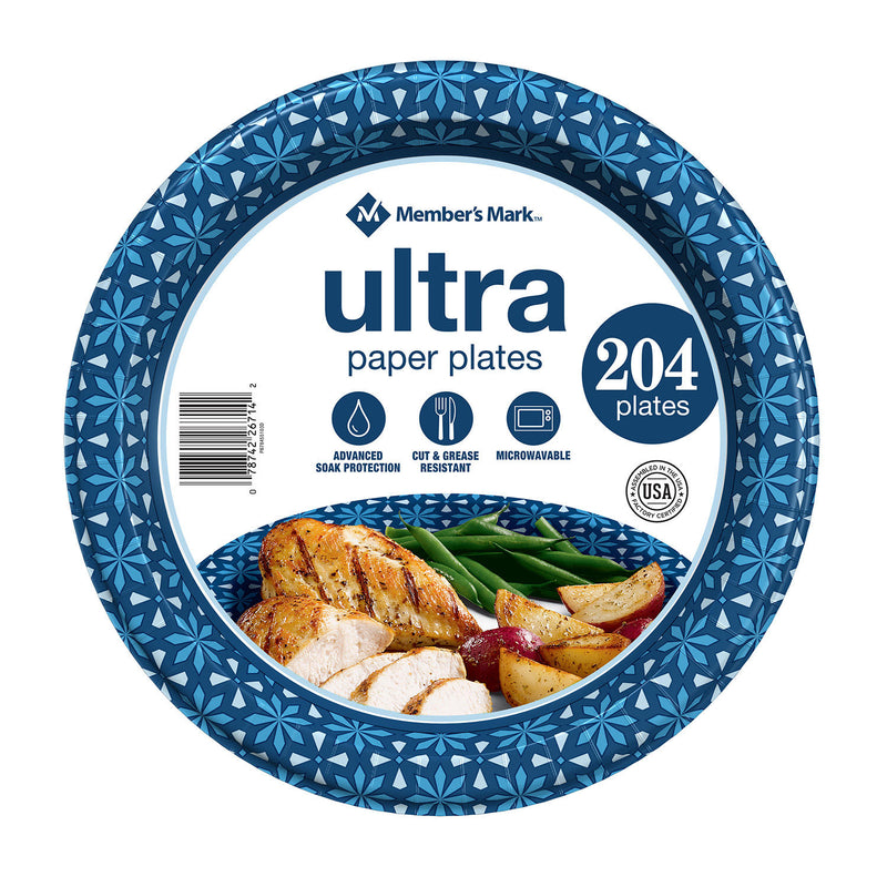 Member's Mark Ultra Dinner Paper Plates (10", 204 ct.)