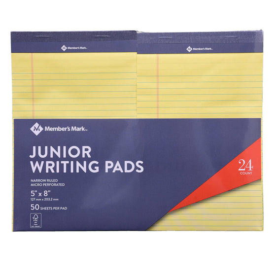 Members Mark Jr Writing Pad - Perforated Canary 24-Pack