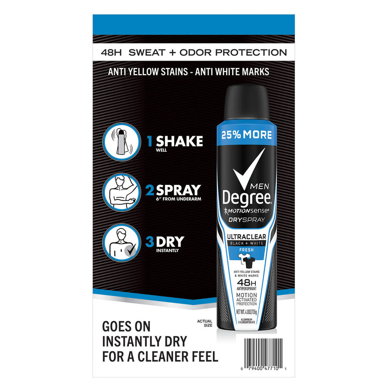 Degree for Men Antiperspirant Deodorant Dry Spray, Black + White (4.8 oz., 3 pk.)