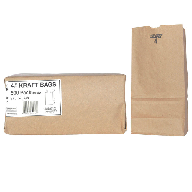 Duro Member's Mark Bag 4# Kraft Bags (500ct.)