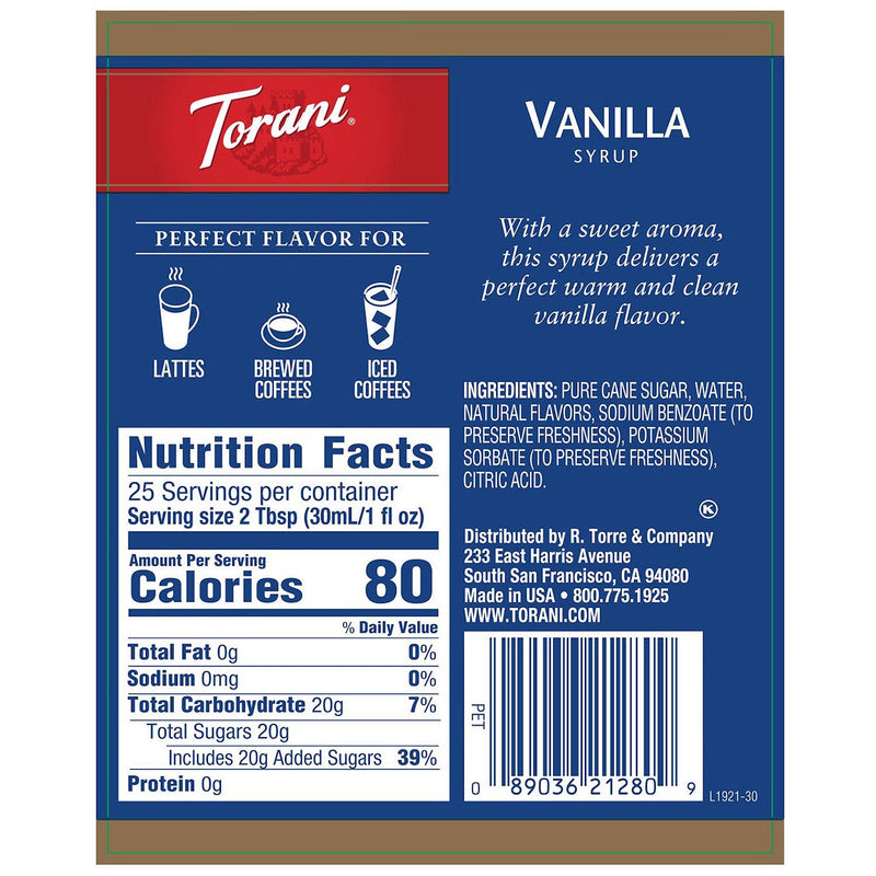 Torani Vanilla Syrup (750 mL)