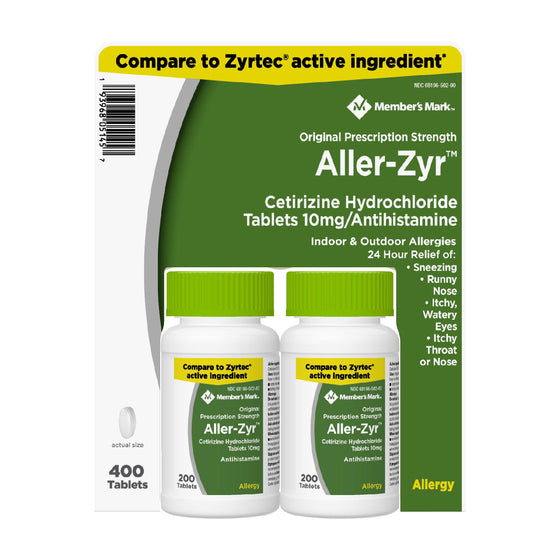 Member’s Mark Aller-Zyr, Cetirizine HCl, 10mg, Antihistamine (400 ct.)