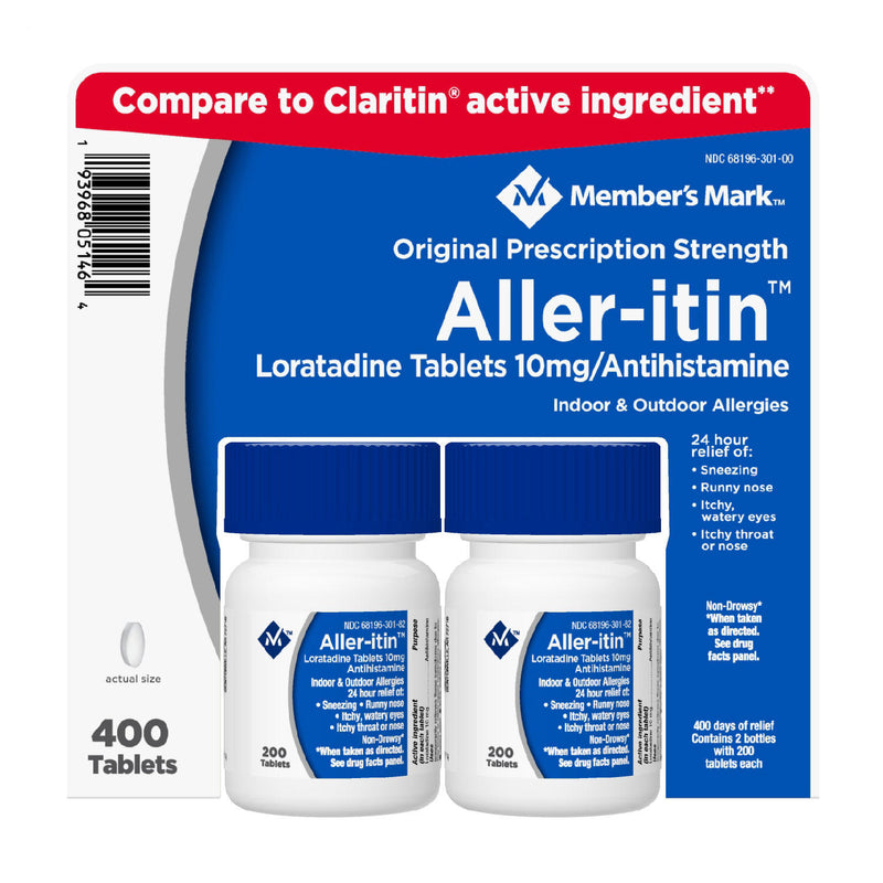 Member’s Mark Aller-itin Loratadine Tablets 10mg, Antihistamine (400 ct.)