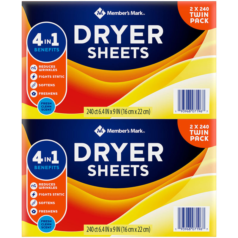 Member's Mark Fabric Softener Dryer Sheets (480 ct.)