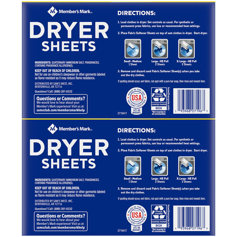 Member's Mark Fabric Softener Dryer Sheets (480 ct.)