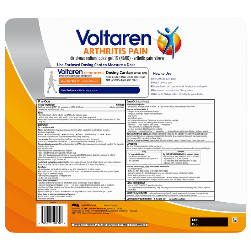 Voltaren Topical Arthritis Pain Relief Gel (Pack of 2)