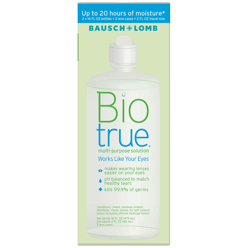 Biotrue Contact Lens Solution for Soft Contact Lenses, Multi-Purpose (10 oz., 2 pk. + 2 oz.)