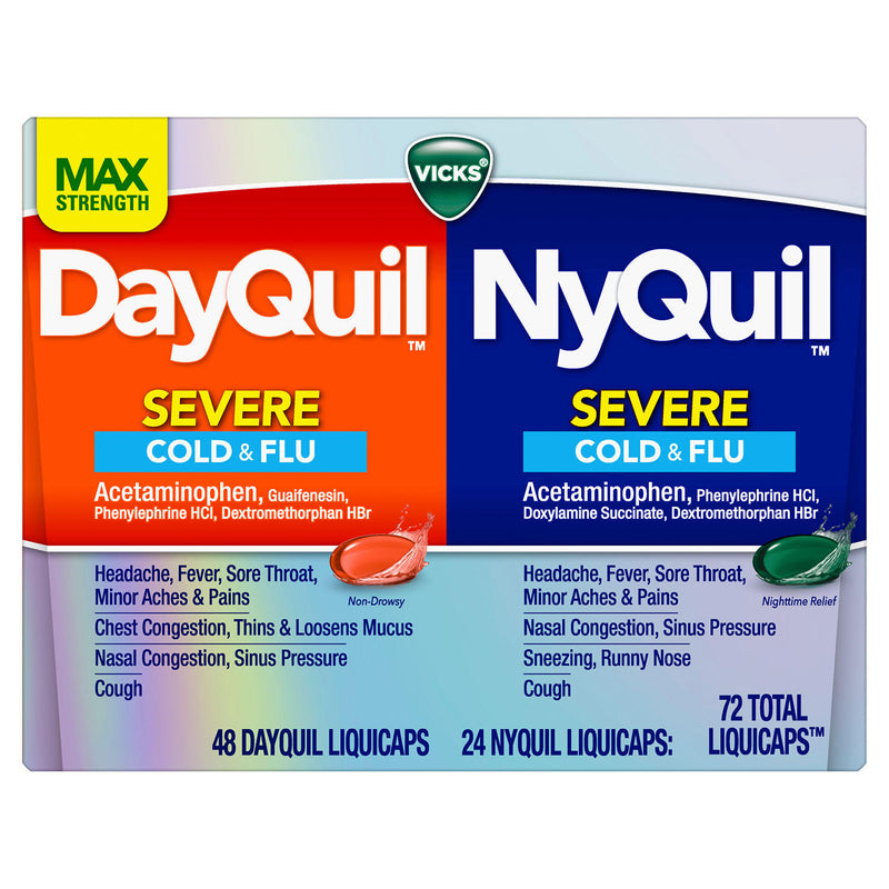 Vicks DayQuil and NyQuil Severe Cough, Cold & Flu Relief LiquiCaps Convenience Pack (72 ct.)