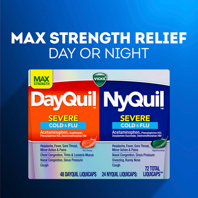 Vicks DayQuil and NyQuil Severe Cough, Cold & Flu Relief LiquiCaps Convenience Pack (72 ct.)