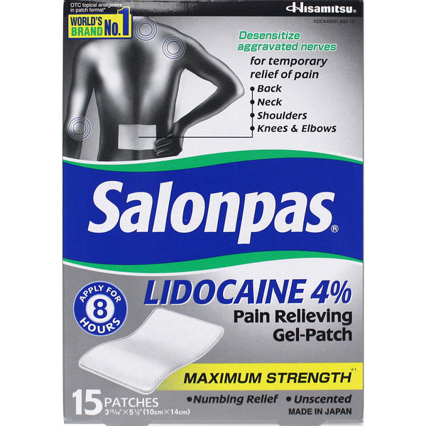 Salonpas LIDOCAINE Pain Relieving (2 Packs of 15 Each)