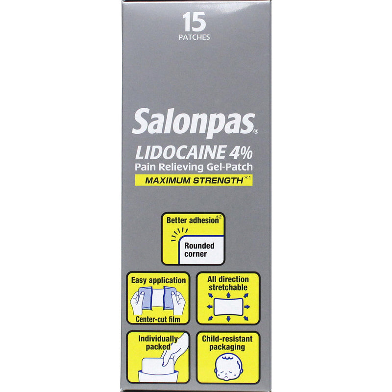 Salonpas LIDOCAINE Pain Relieving (2 Packs of 15 Each)