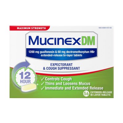 Mucinex DM 12 Hr Max Strength Expectorant & Cough Suppressant Tablets (56 ct.)