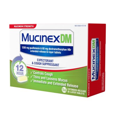 Mucinex DM 12 Hr Max Strength Expectorant & Cough Suppressant Tablets (56 ct.)