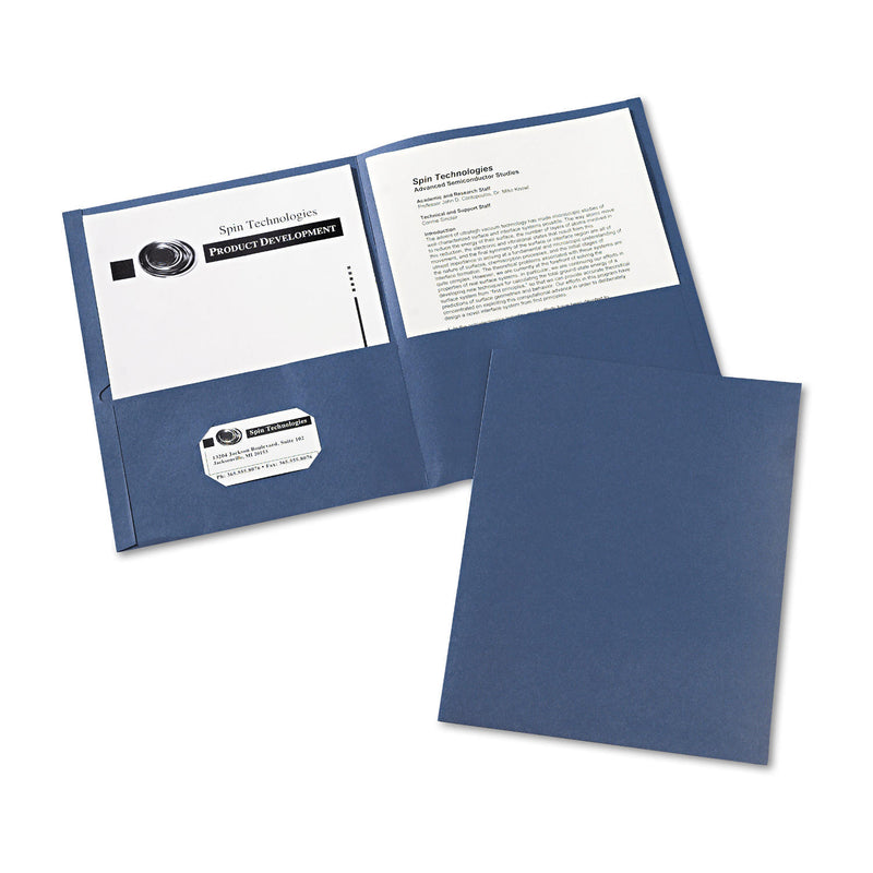 Avery Two-Pocket Folder, 40-Sheet Capacity, Dark Blue, 25/Box