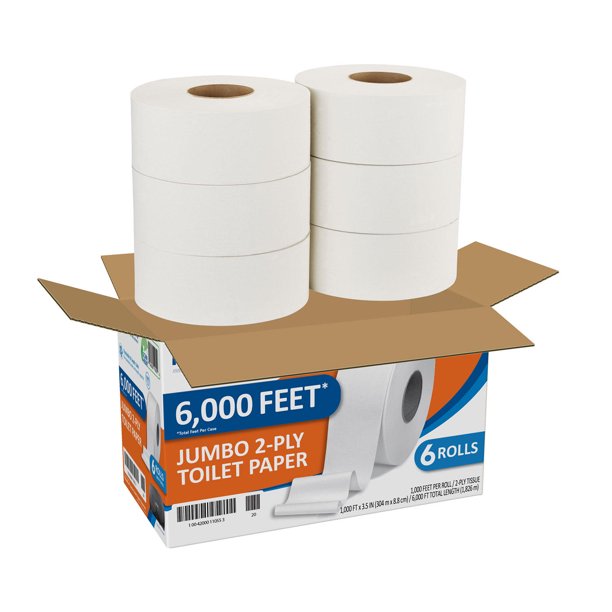 Marathon Jumbo Roll 2-Ply Toilet Paper, Septic Safe (1000 ft./roll, 6 rolls/case)