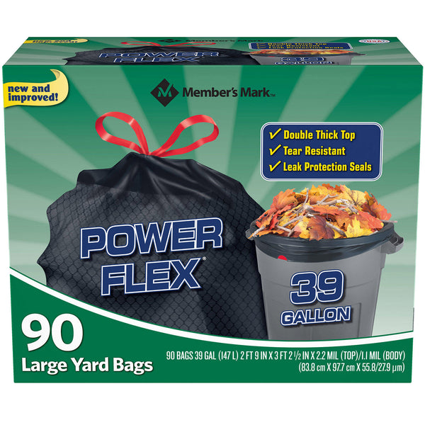 Member's Mark 39 Gallon Power-Guard Drawstring Yard Trash Bags (90 ct.)