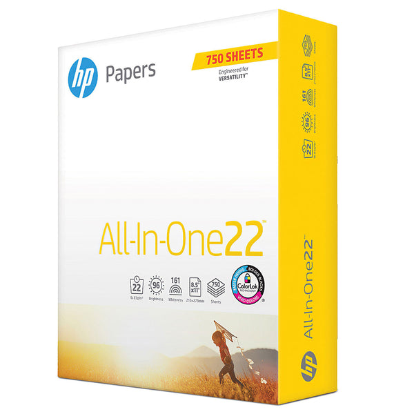 HP All-in-One 22 Copy Paper, 8.5x11, 96 Bright, 750 Mega Ream