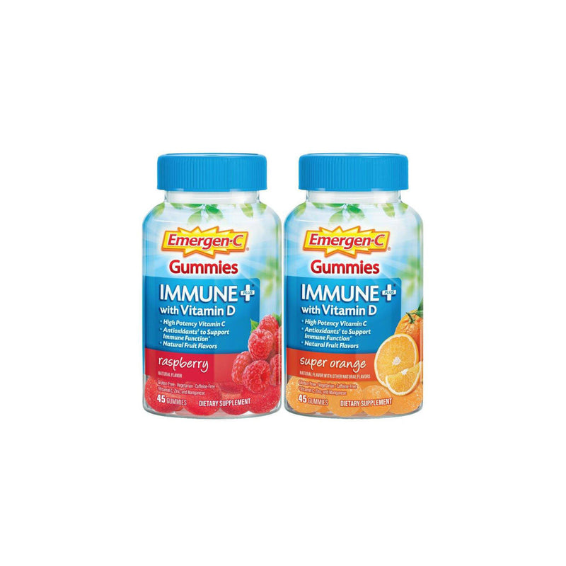 Emergen-C Immune+ Gummies, Raspberry and Super Orange (45 ct., 2 pk.)