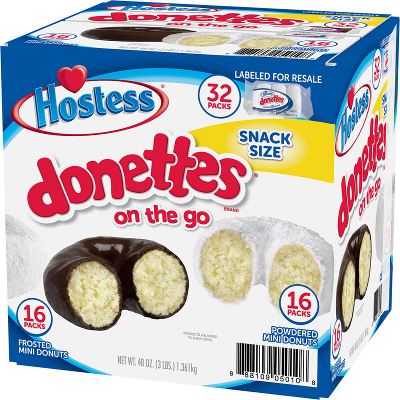 Hostess Mini Powered Donettes and Frosted Chocolate Mini Donettes (1.5oz / 32pk)