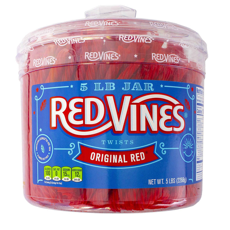 RED VINES Twists Original Red Licorice Bulk Candy Jar (5 lbs.) PACK OF 2