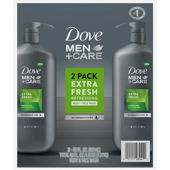 Dove Men+Care Body and Face Wash, Extra Fresh (30 fl. oz., 2 pk.)