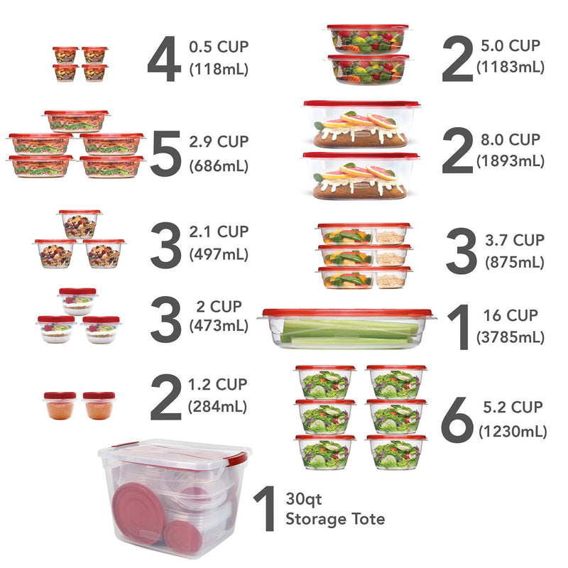 Rubbermaid 64-PieceTakeAlongs Food Storage Set with 30-Quart Storage Tote