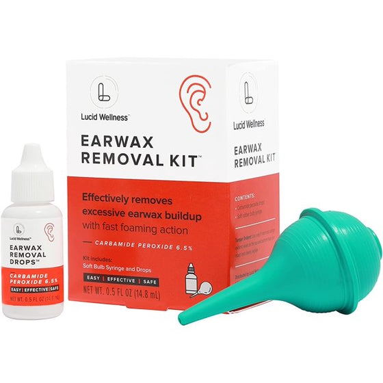 Lucid Ear Wax Removal Kit with 6.5% Carbamide Peroxide Drops (0.5 oz.)