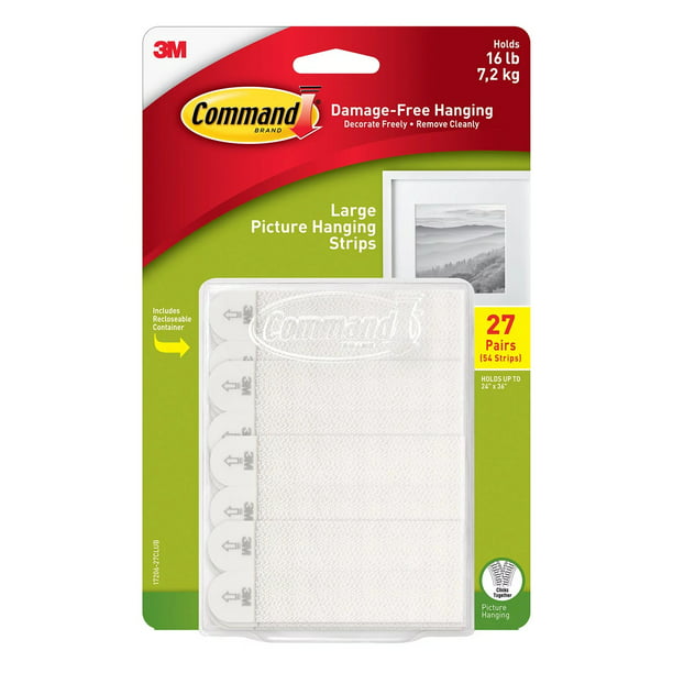 Command Large Picture Hanging Strips, 27 Pairs/Pack