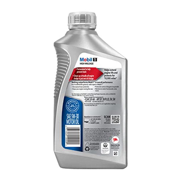 Mobil 1 5W-30 High Mileage Advanced Full Synthetic Motor Oil (6 pack, 1-quart bottles)