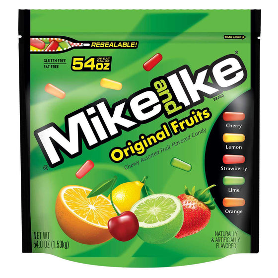 Mike & Ike Chewy Assorted Fruit Flavored Candies, 54 Oz - pack of 2