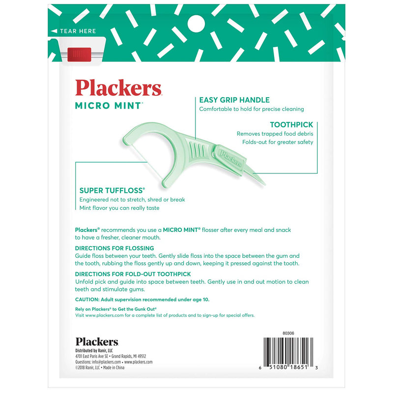 Plackers Micro Mint Dental Floss Picks, 150 Ct, 4 pk