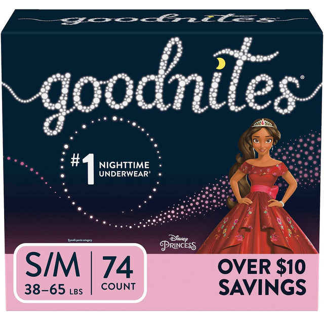 GoodNites Bedwetting Underwear for Girls, Size S/M, 74 Ct.