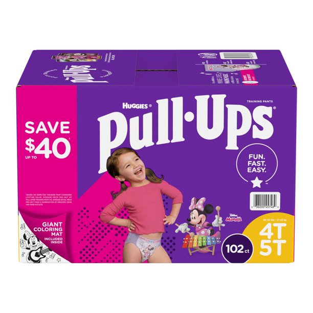 Huggies Pull-Ups Learning Designs Training Pants for Girls, Size 4 (18 to 48 months)T-5T, 102 pieces