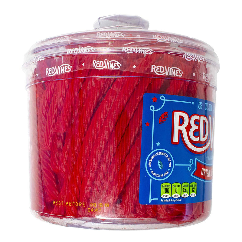 RED VINES Twists Original Red Licorice Bulk Candy Jar (5 lbs.) PACK OF 2