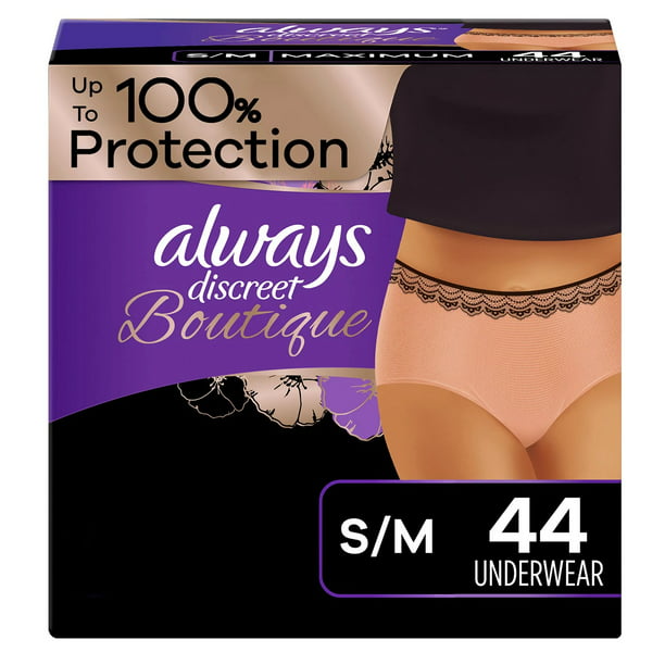 Always Discreet Boutique Incontinence Underwear, Maximum Absorbency (Choose Your Size)