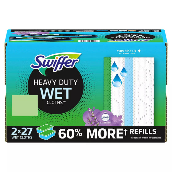 Swiffer Sweeper Heavy Duty Multi-Surface Wet Cloth Refills, Lavender Scent (54 ct.)