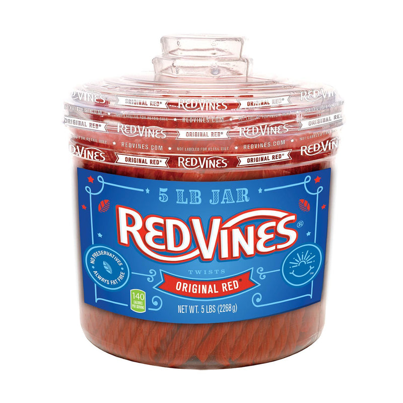 RED VINES Twists Original Red Licorice Bulk Candy Jar (5 lbs.) PACK OF 2