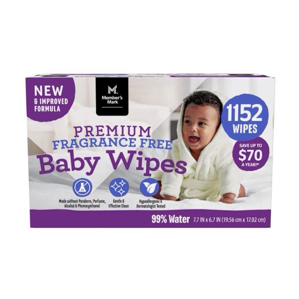 Member's Mark Premium Fragrance-Free Baby Wipes (1152 ct.)