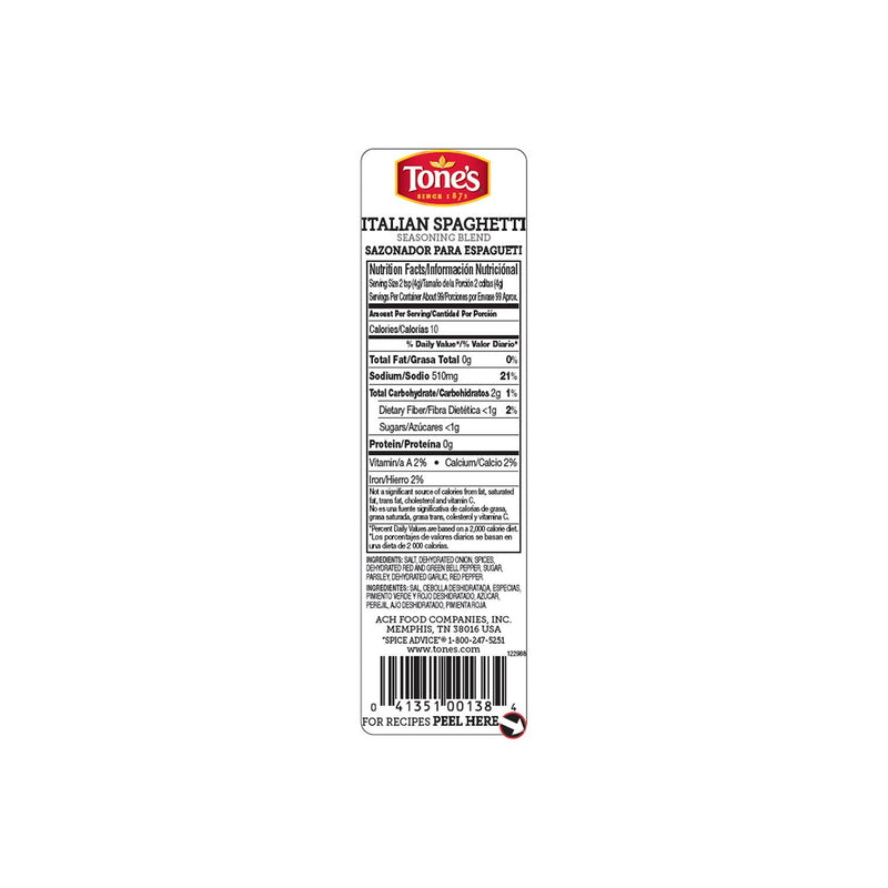 "Tone's Italian Spaghetti Seasoning Blend (14 oz.) "