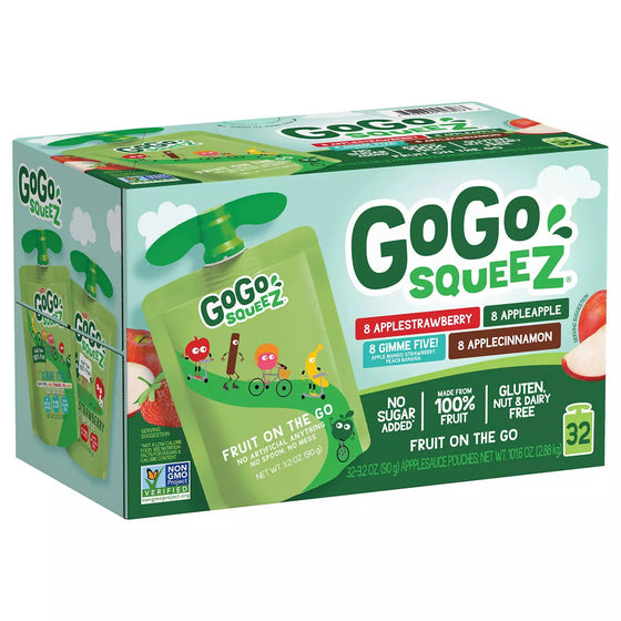 GoGo SqueeZ Applesauce, Apple/Cinnamon/Strawberry/GIMME Five (3.2 oz., 32 ct.)