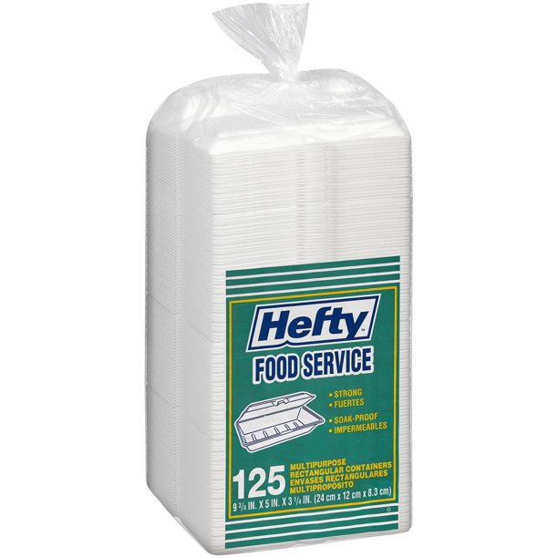 Hefty Food Service Containers Rectangle 9 3/4" x 5" x 3 1/4" (125 ct.)