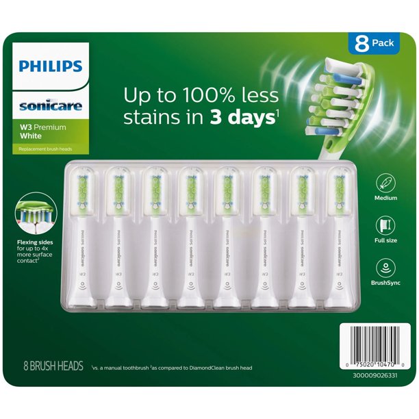 Philips Sonicare W3 Premium White Replacement Brush Heads (8 ct.)