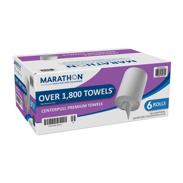 Marathon Centerpull Paper Towel, 1-Ply, White, 15" x 7.8" (6 rolls)